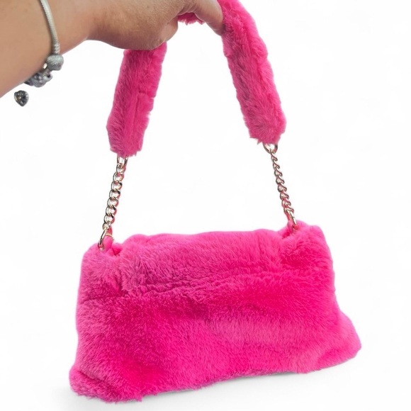 Juicy Couture Vibrant Pink Faux Fur Shoulder Bag - Picture 2 of 5